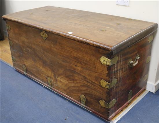 A Colonial hardwood trunk, W.153cm